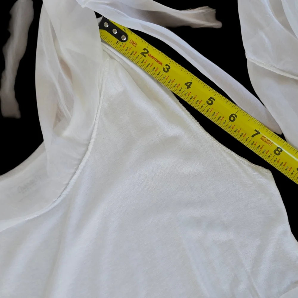 Cobblestone Made in Italy Silk Blouse Top Ethereal Layered Tunic White S - Picture 11 of 16
